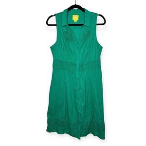 Maeve Anthropologie Green Sleeveless Dress knee length 100% cotton women’s sz 12